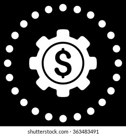 Financial Options vector icon. Style is flat circled symbol, white color, rounded angles, black background.