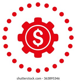Financial Options vector icon. Style is flat circled symbol, red color, rounded angles, white background.