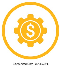 Financial Options vector icon. Style is flat circled symbol, yellow color, rounded angles, white background.