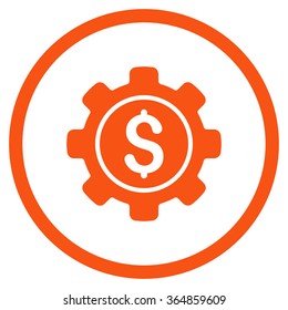 Financial Options vector icon. Style is flat circled symbol, orange color, rounded angles, white background.