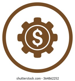 Financial Options vector icon. Style is flat circled symbol, brown color, rounded angles, white background.