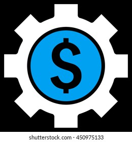 Financial Options vector icon. Style is bicolor flat symbol, blue and white colors, black background.