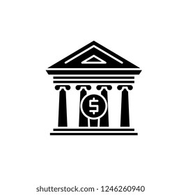 Financial organization black icon, vector sign on isolated background. Financial organization concept symbol, illustration 