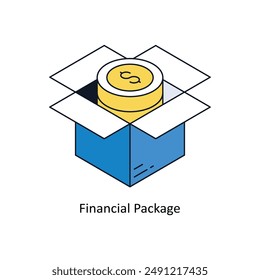 Icono de estilo isométrico de paquete financiero. Símbolo sobre fondo blanco EPS 10 Archivo