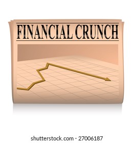 financial paper showing a graph of the credit crunch with sales down