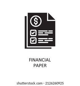 Financial Paper Vector Solid Icon Design illustration. Banking and Payment Symbol on White background EPS 10 File