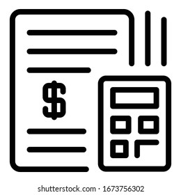 Financial papers icon. Outline financial papers vector icon for web design isolated on white background