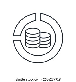 Financial part. Credit share.Vector linear icon isolated on white background.
