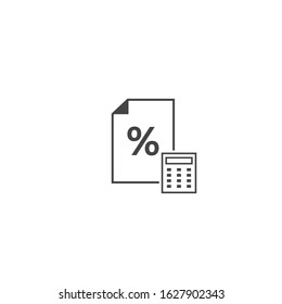 Financial percent calculator linear vector  icon on a white background.