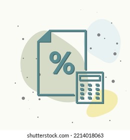 Icono de vector lineal de calculadora de porcentaje financiero en fondo multicolor. Capas agrupadas para una ilustración de edición sencilla. Por tu diseño.