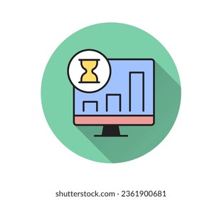 Financial performance flat icon. Simple illustration with long shadow for graphic and web design.