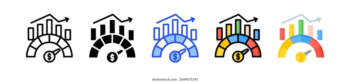 Colección De Iconos De Rendimiento Financiero Con Varios Estilos