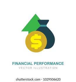 Financial performance illustration.
Statistic report, boost business productivity.
Profit growth icon. Vector illustration.