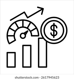 ilustração do vetor do ícone do outline do desempenho financeiro