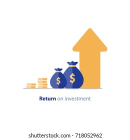 Financial performance, statistic report, boost business productivity, mutual fund, return on investment, finance consolidation, budget planning, income growth concept, vector flat icon