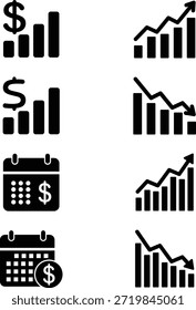Financial Performance and Time Management Icons Set