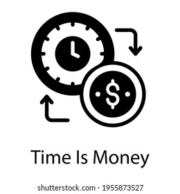 Financial period, solid icon of time is money   