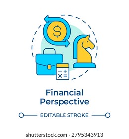 Financial perspective multi color concept icon. Revenue growth. Balanced scorecard. Strategic management. Round shape line illustration. Abstract idea. Graphic design. Easy to use in article
