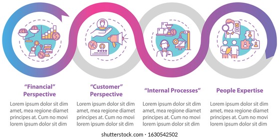Financial perspective vector infographic template. Business presentation design elements. Data visualization with 4 steps. Process timeline chart. Workflow layout with linear icons