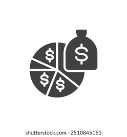 Icono de Vector de diagrama de gráfico circular financiero. cartel plano lleno para concepto móvil y Diseño web. Icono de glifo de planificación financiera. Símbolo de planificación de presupuesto, ilustración de logotipo. Gráficos de Vector