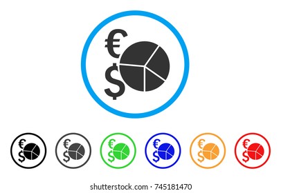 Financial Pie Chart rounded icon. Style is a flat grey symbol inside light blue circle with additional colored variants. Financial Pie Chart vector designed for web and software interfaces.