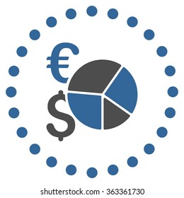 Financial Pie Chart vector icon. Style is bicolor flat circled symbol, cobalt and gray colors, rounded angles, white background.
