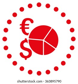 Financial Pie Chart vector icon. Style is flat circled symbol, red color, rounded angles, white background.