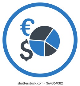 Financial Pie Chart vector icon. Style is bicolor flat circled symbol, smooth blue colors, rounded angles, white background.