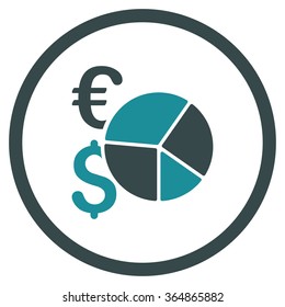 Financial Pie Chart vector icon. Style is bicolor flat circled symbol, soft blue colors, rounded angles, white background.