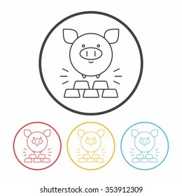 financial piggybank line icon