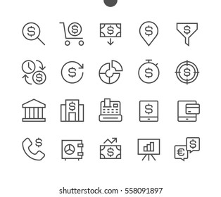 Financial Pixel Perfect Well-crafted Vector Thin Line Icons 48x48 Ready for 24x24 Grid for Web Graphics and Apps with Editable Stroke. Simple Minimal Pictogram Part 1-3