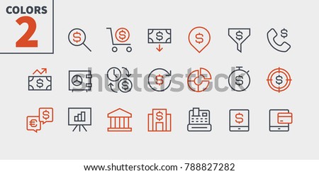 Financial Pixel Perfect Well-crafted Vector Thin Line Icons 48x48 Ready for 24x24 Grid for Web Graphics and Apps with Editable Stroke. Simple Minimal Pictogram Part 1