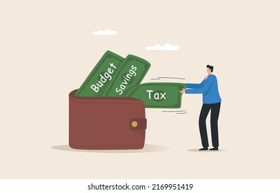 Financial plan or Budget planning. Monthly or yearly expense management, deposits, tax payments.  The young man shared some of his income to pay taxes.