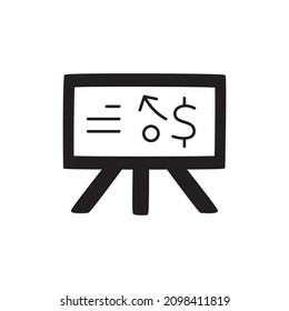 Icono del plan financiero en glifo plano negro, estilo relleno aislado en fondo blanco