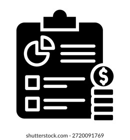 Ilustración vectorial de diseño de glifo de icono de Plan financiero