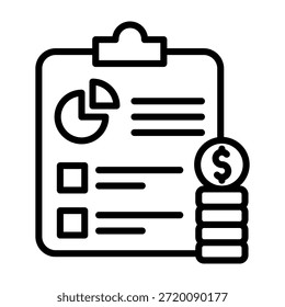 Ilustración vectorial de diseño de línea de ícono de Plan financiero