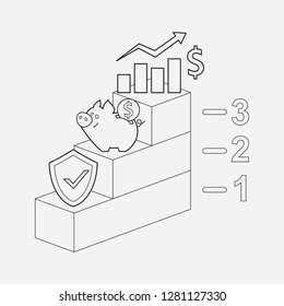 Elemento de línea de icono del plan financiero. Ilustración vectorial de la línea de icono del plan financiero aislada en fondo limpio para el diseño del logotipo de la aplicación móvil web.