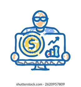 ícone de desenho do planejador financeiro vetor de esboço. sinal do planejador financeiro. ilustração de símbolo isolado