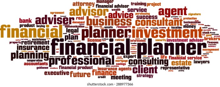 Financial planner word cloud concept. Vector illustration