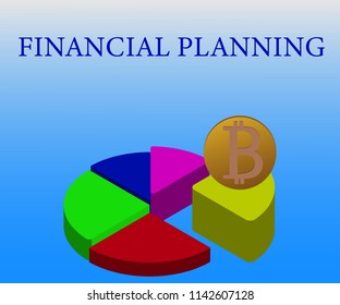 Financial planning with bitcoin. Vector illustration EPS 10.