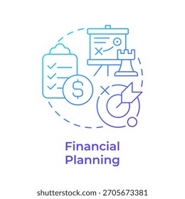 Financial planning blue gradient concept icon. Business goal. Marketing strategy. Task board. Round shape line illustration. Abstract idea. Graphic design. Easy to use in infographic, presentation