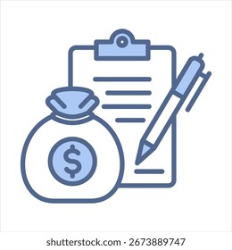 Ilustración vectorial de icono azul de planificación financiera