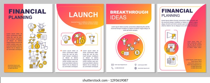 Financial planning brochure template. Budgeting and financing. Flyer, booklet, leaflet print design. Investments and finance management. Vector page layouts for magazines, annual reports, posters