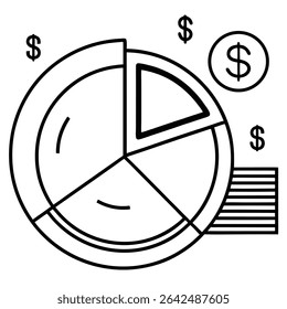 Financial Planning Budget Analysis and Investment Strategy Pie Chart Illustration
