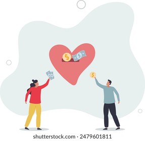Planificación financiera para parejas y ahorro para el objetivo común. Cálculo del presupuesto matrimonial o inversión financiera para futuros fondos.