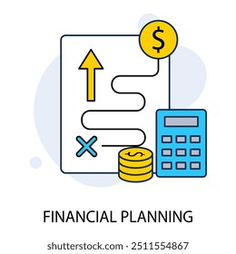 Financial Planning icon with editable stroke. Budgeting, financial strategy, financial management.