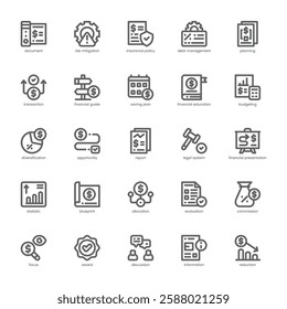 Financial Planning Icon pack for your website, mobile, presentation, and logo design. Financial Planning Icon outline design. Vector graphics illustration and editable stroke.