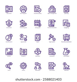 Financial Planning Icon pack for your website, mobile, presentation, and logo design. Financial Planning Icon basic line gradient design. Vector graphics illustration and editable stroke.
