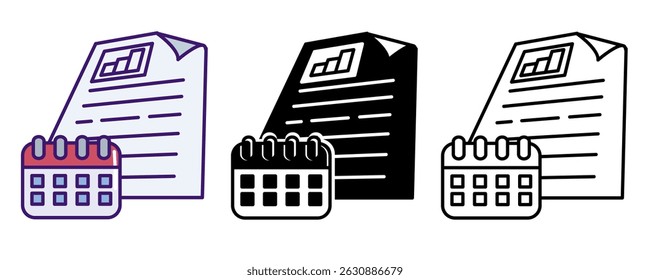 Icono de Financial Planning representado por gráfico, papel, calendario, línea, relleno, estilo de color.