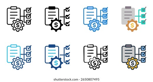 Conjunto de iconos de planificación financiera colección de varios estilos 
